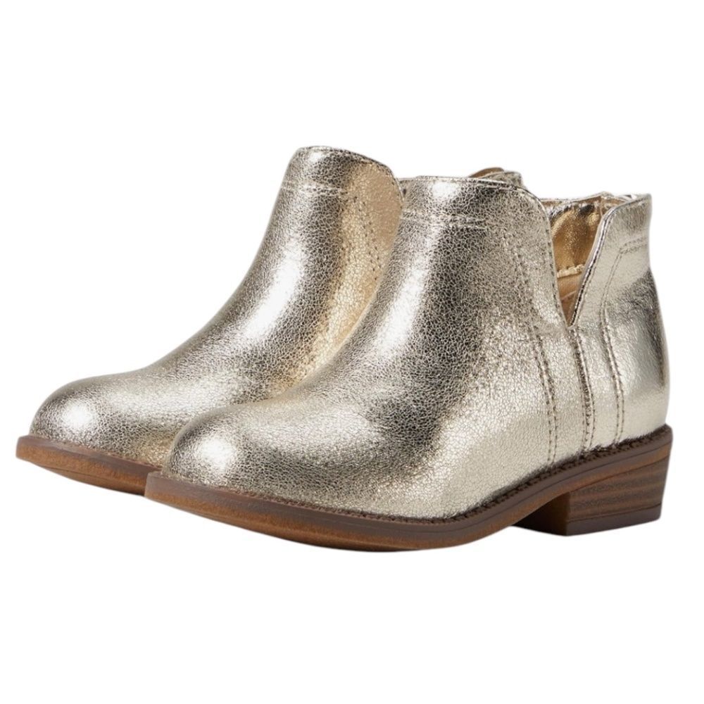 Nina Olympia Ankle Bootie Big Girl Size 6 Gold Metallic Leather Dress Shoes